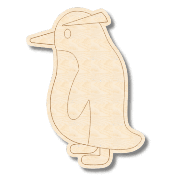 Unfinished Wood Etched Penguin Shape | Paint By Line Crafts 14" / 1/4"