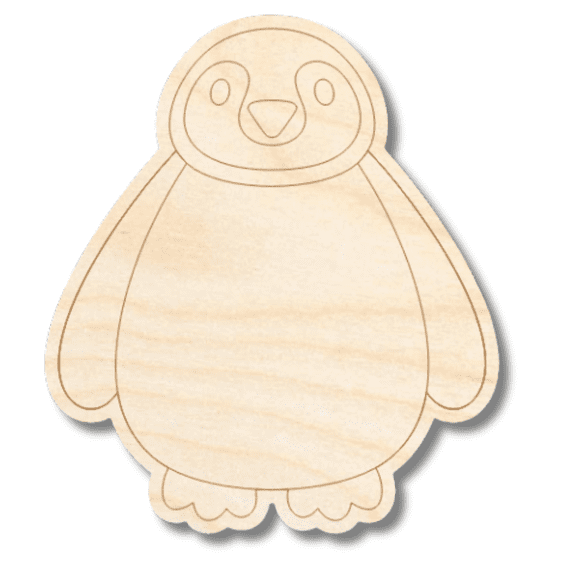 Unfinished Wood Etched Penguin Shape | Paint By Line Crafts 3" / 1/4"