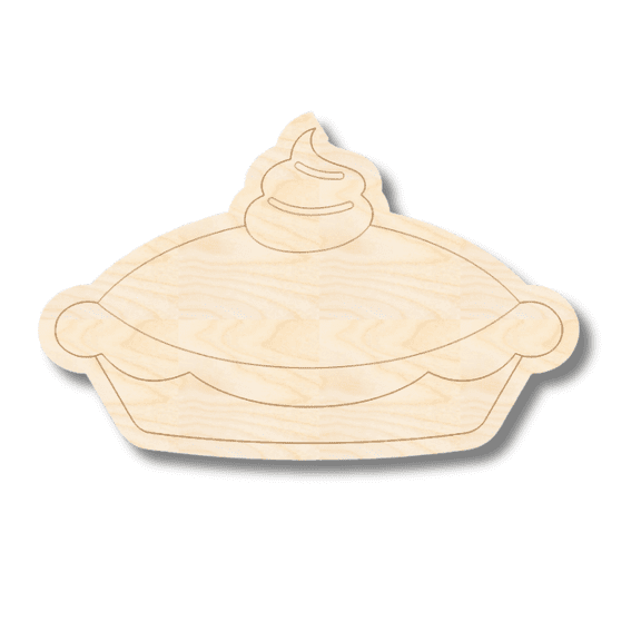 Unfinished Wood Etched Pumpkin Pie Shape | Paint By Line Crafts 7" / 1/4"