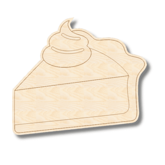 Unfinished Wood Etched Pumpkin Pie Slice Shape 3" / 1/8"