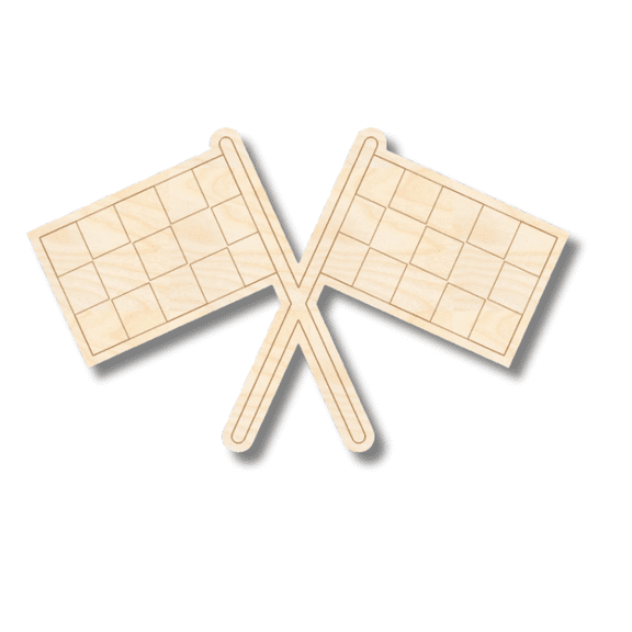 Unfinished Wood Etched Racing Flags Shape 3" / 1/8"