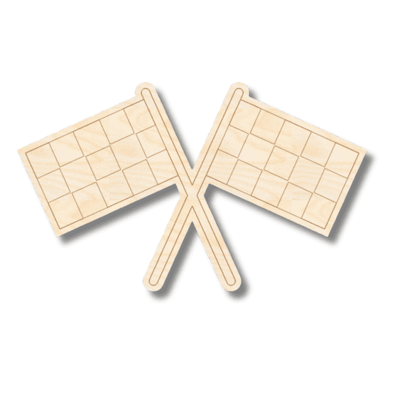 Unfinished Wood Etched Racing Flags Shape | Paint By Line Crafts 7" / 1/4"
