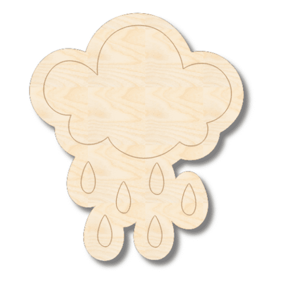 Unfinished Wood Etched Rain Cloud Shape 3" / 1/4"