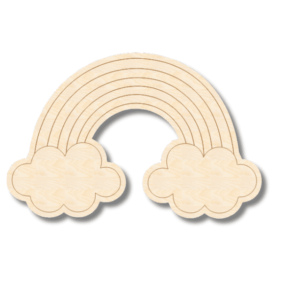 Unfinished Wood Etched Rainbow Shape | Paint By Line Crafts 7" / 1/8"