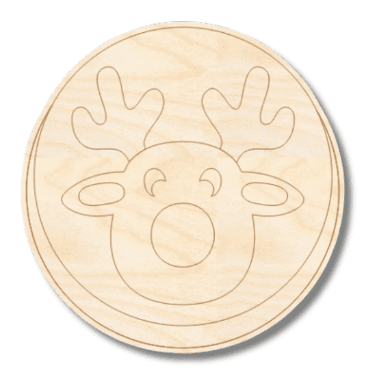 Unfinished Wood Etched Reindeer Cookie Shape | Paint By Line Crafts 30" / 1/4"