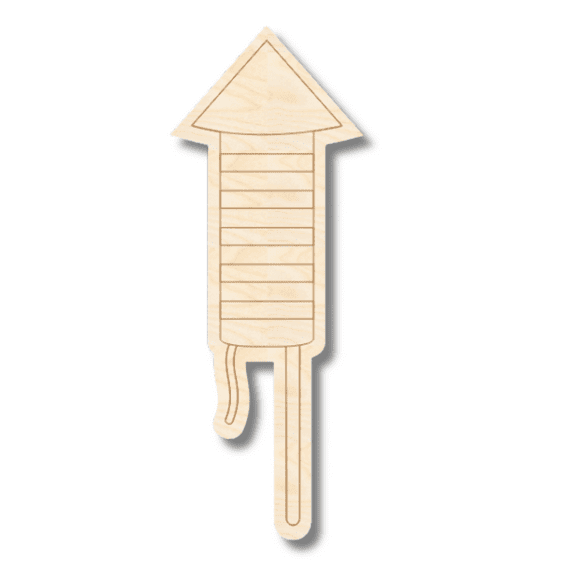 Unfinished Wood Etched Rocket Shape 8" / 1/4"