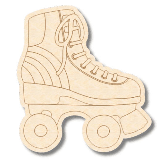 Unfinished Wood Etched Roller Skate Shape | Paint By Line Crafts 7" / 1/4"