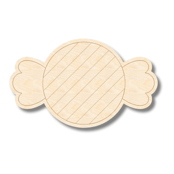 Unfinished Wood Etched Round Candy Shape | Paint By Line Crafts 12" / 1/4"