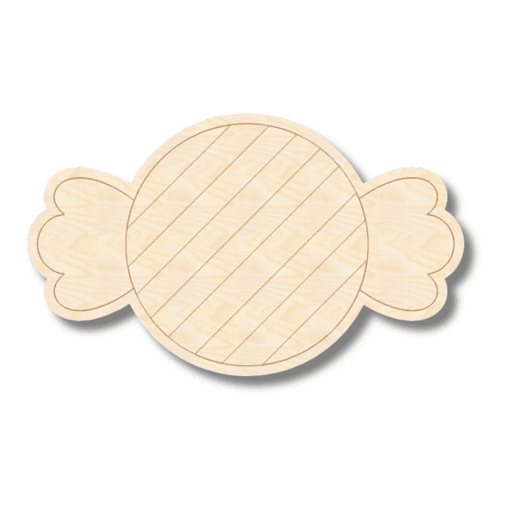 Unfinished Wood Etched Round Candy Shape 5" / 1/8"