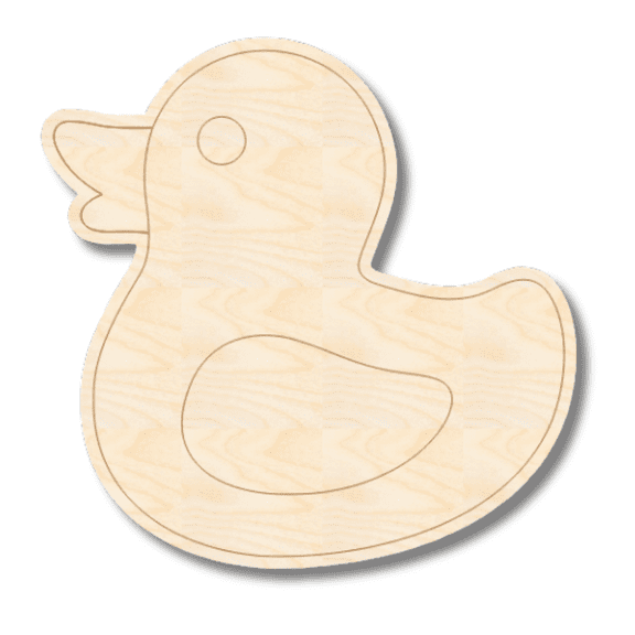 Unfinished Wood Etched Rubber Duck Shape | Paint By Line Crafts 3" / 1/8"