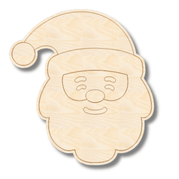 Unfinished Wood Etched Santa Head Shape 16" / 1/4"