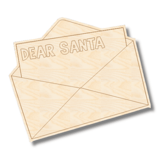 Unfinished Wood Etched Santa Letter Shape | Paint By Line Crafts | up to 30" DIY 18" / 1/8"