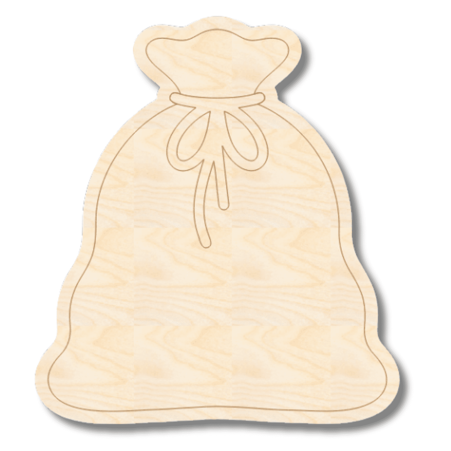 Unfinished Wood Etched Santa's Sack Shape 30