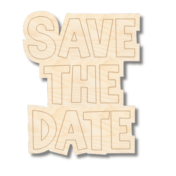 Unfinished Wood Etched Save The Date Shape 7" / 1/8"