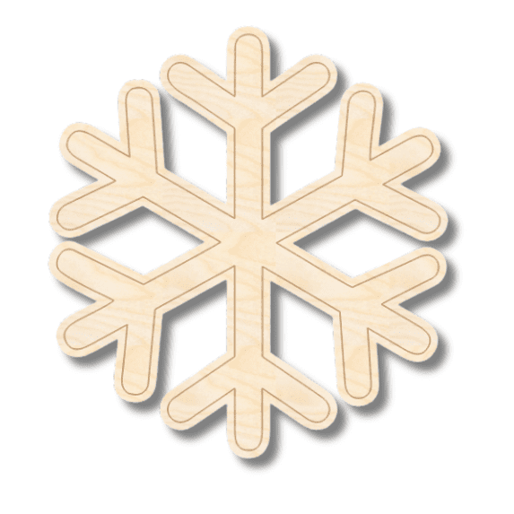 Unfinished Wood Etched Simple Snowflake Shape | Paint By Line Crafts 14" / 1/8"