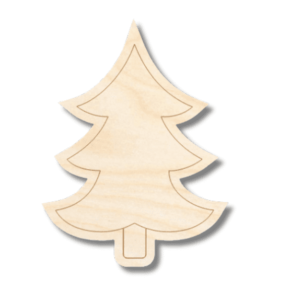 Unfinished Wood Etched Simple Tree Shape | Paint By Line Crafts 18" / 1/4"
