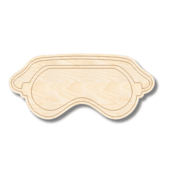 Unfinished Wood Etched Ski Goggles Up Shape | Paint By Line Crafts 6" / 1/8"