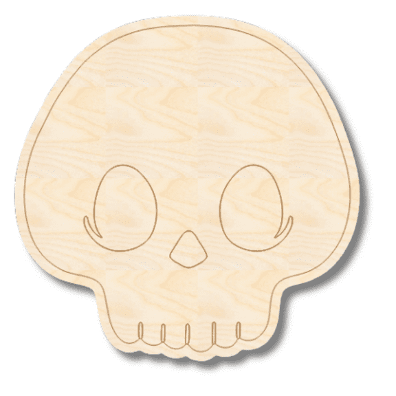 Unfinished Wood Etched Skull Shape 4" / 1/4"
