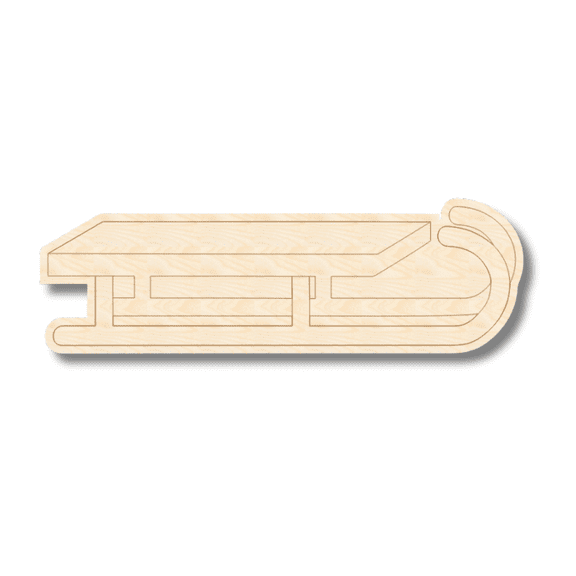 Unfinished Wood Etched Sled Shape | Paint By Line Crafts 16" / 1/4"