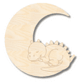 thumbnail image 1 of Unfinished Wood Etched Sleeping Dinosaur on Moon Shape 14" / 1/8", 1 of 1