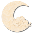 thumbnail image 1 of Unfinished Wood Etched Sleeping Elephant on Moon Shape 8" / 1/8", 1 of 1