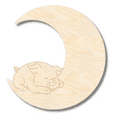 thumbnail image 1 of Unfinished Wood Etched Sleeping Pig on Moon Shape 10" / 1/4", 1 of 1
