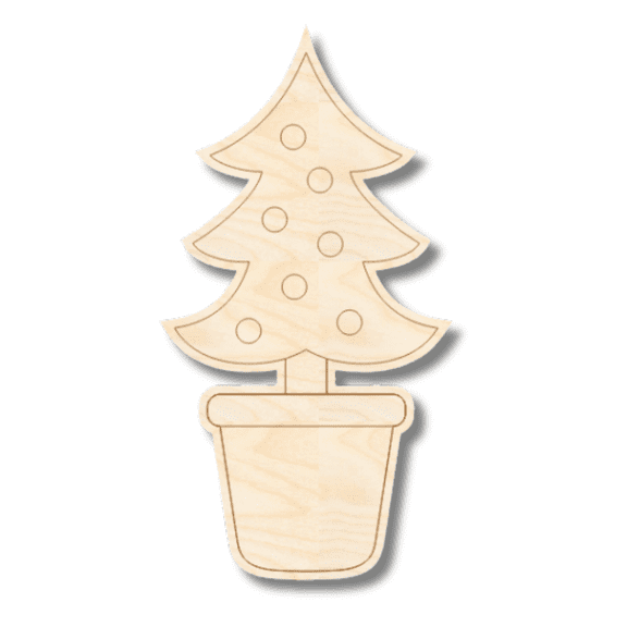 Unfinished Wood Etched Small Christmas Tree Shape | Paint By Line Crafts 3" / 1/8"