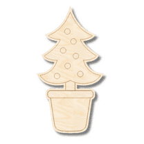 Unfinished Wood Etched Small Christmas Tree Shape 8" / 1/4"