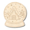 thumbnail image 1 of Unfinished Wood Etched Snowy House Snowglobe Shape 6" / 1/8", 1 of 2