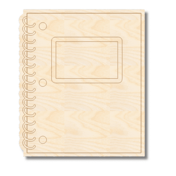 Unfinished Wood Etched Spiral Notebook Shape 5" / 1/8"