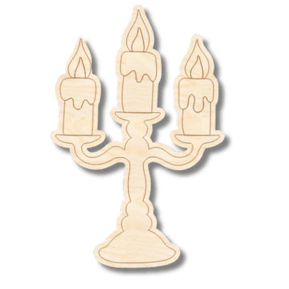 Unfinished Wood Etched Spooky Candles Shape 3" / 1/4"