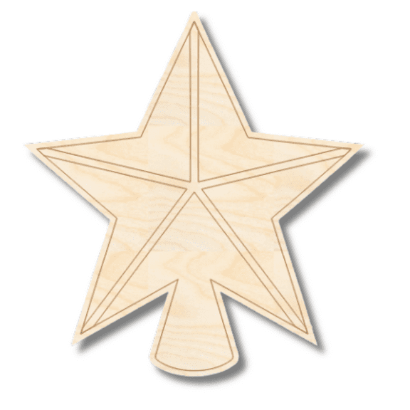 Unfinished Wood Etched Star Tree Topper Shape 4" / 1/4"