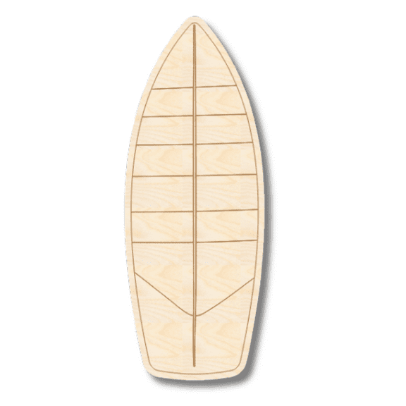 Unfinished Wood Etched Striped Surfboard Shape 4" / 1/8"