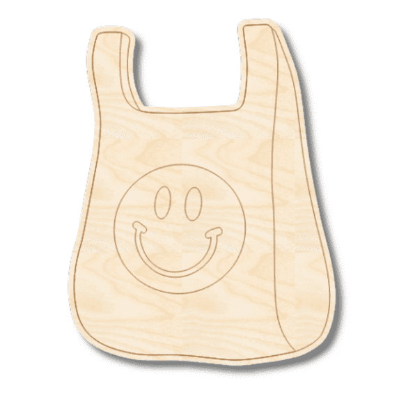 Unfinished Wood Etched Take Out Bag Shape 5" / 1/8"