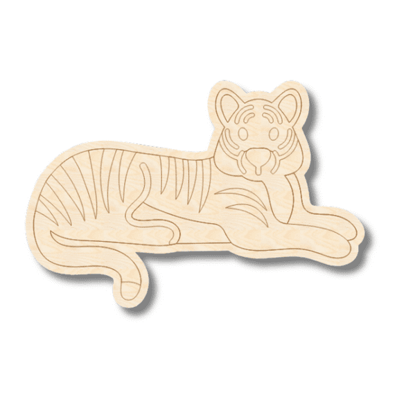 Unfinished Wood Etched Tiger Shape 14" / 1/8"