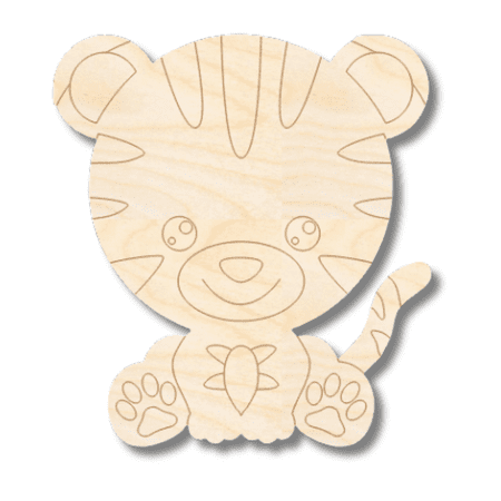 Unfinished Wood Etched Tiger Shape 18" / 1/8"