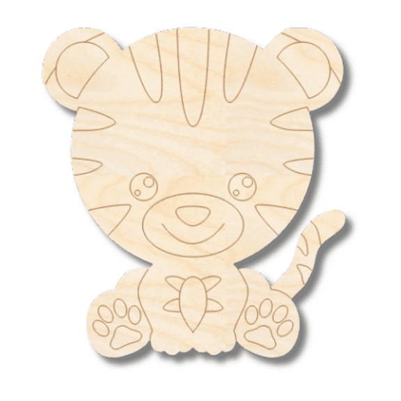Unfinished Wood Etched Tiger Shape 18" / 1/8"