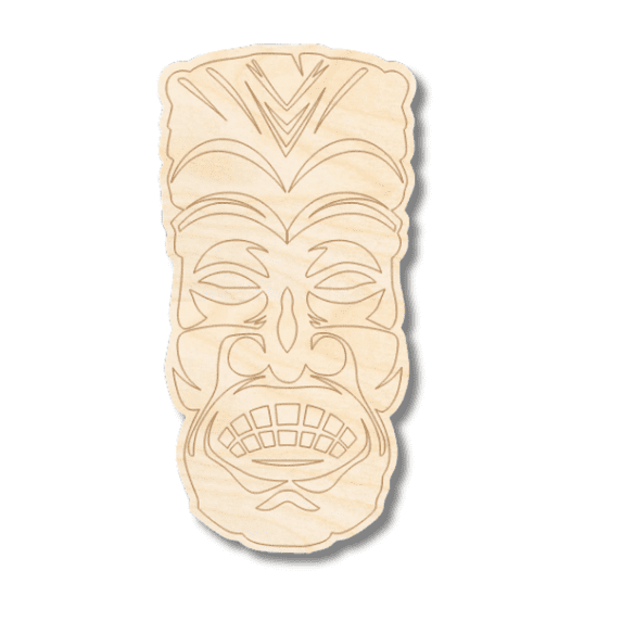 Unfinished Wood Etched Tiki Shape | Paint By Line Crafts 5" / 1/8"