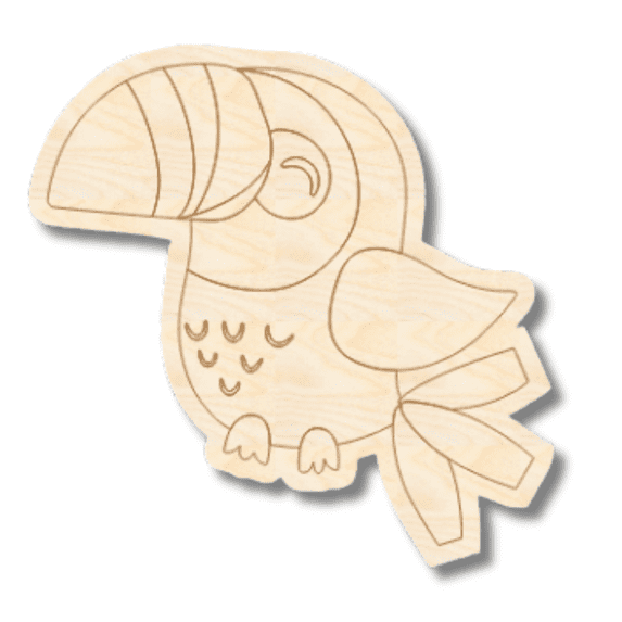 Unfinished Wood Etched Tucan Shape | Paint By Line Crafts 12" / 1/8"
