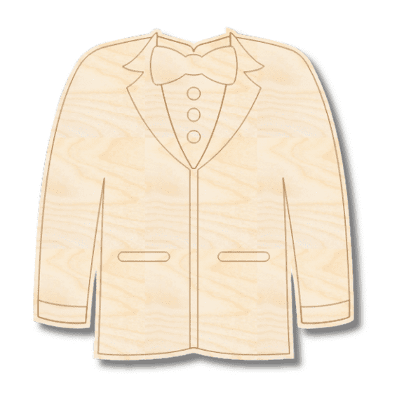 Unfinished Wood Etched Tux Shape 7" / 1/4"