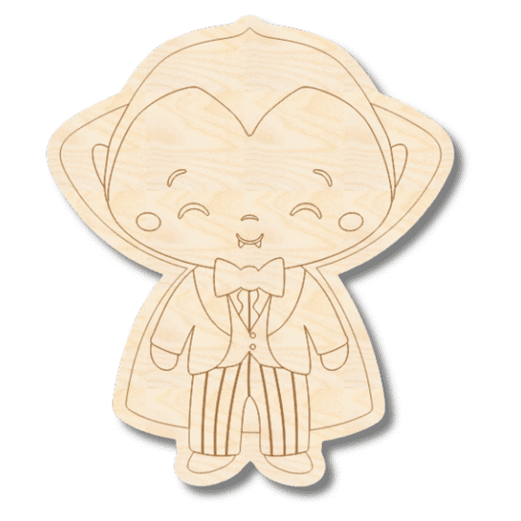 Unfinished Wood Etched Vampire Shape 4" / 1/8"