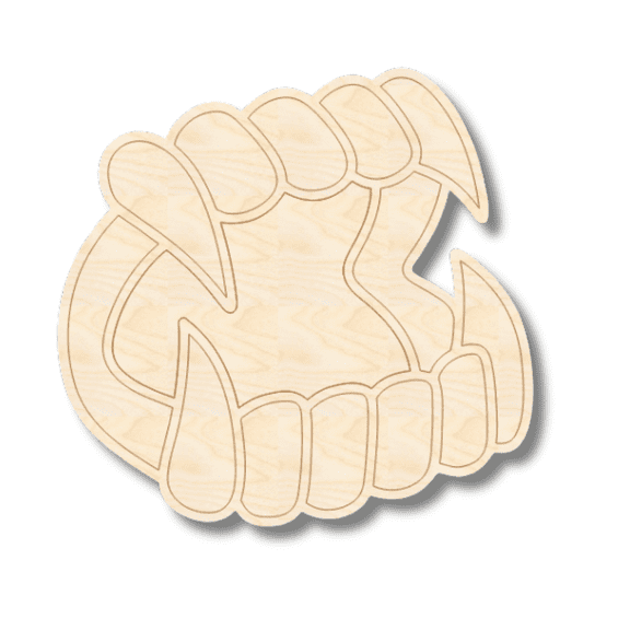 Unfinished Wood Etched Vampire Teeth Shape 4" / 1/4"