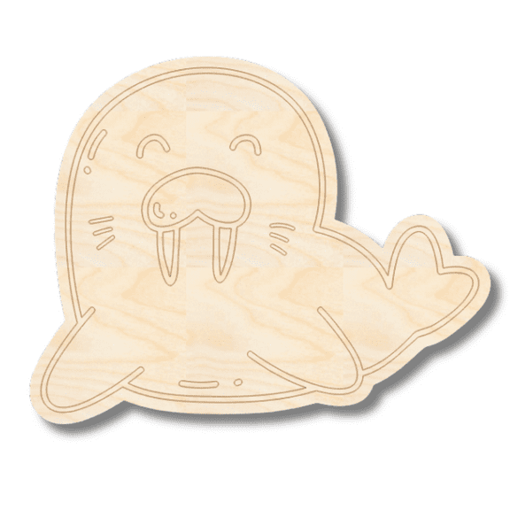 Unfinished Wood Etched Walrus Shape 5" / 1/8"