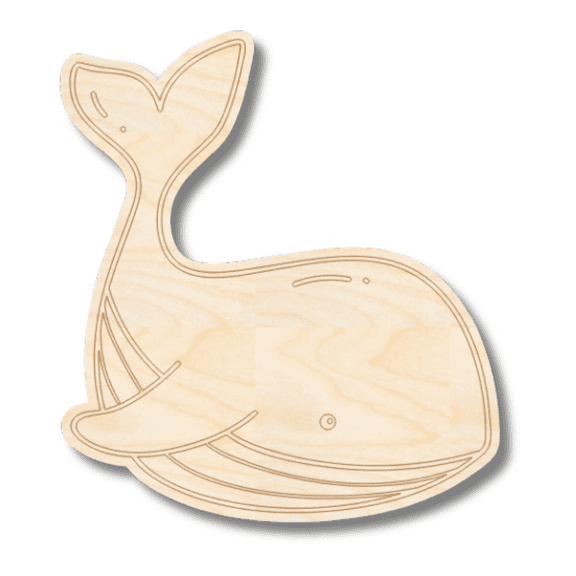 Unfinished Wood Etched Whale Shape | Paint By Line Crafts | up to 30" DIY 10" / 1/8"