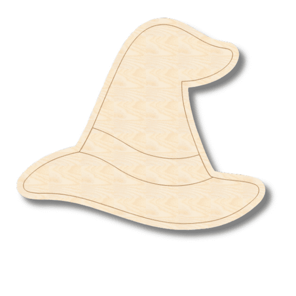 Unfinished Wood Etched Witch Hat Shape 5" / 1/4"