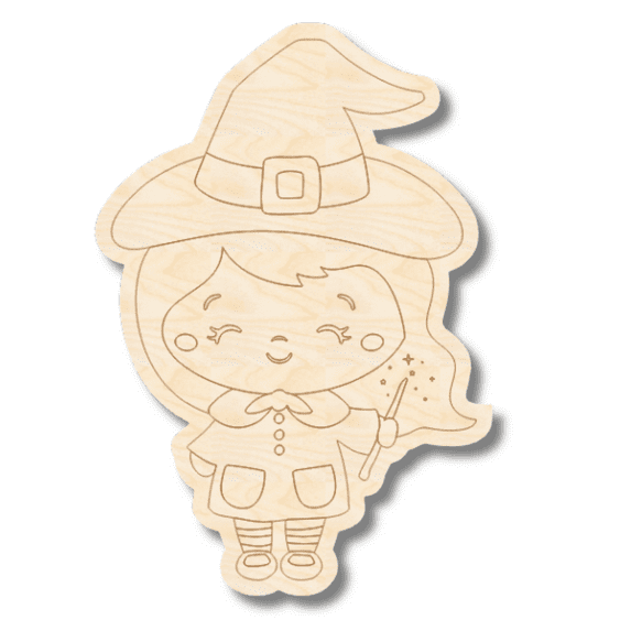 Unfinished Wood Etched Witch Shape 6" / 1/4"