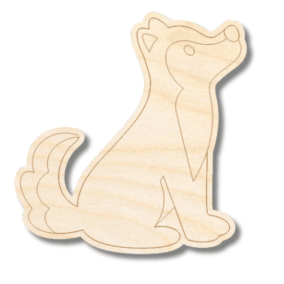 Unfinished Wood Etched Wolf Shape | Paint By Line Crafts 14" / 1/4"