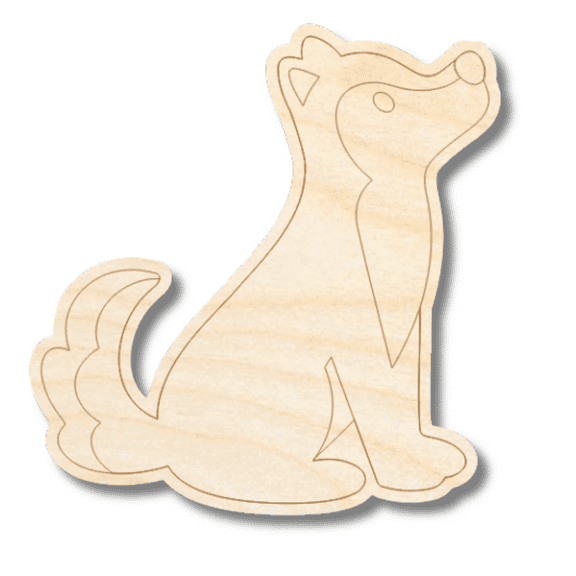 Unfinished Wood Etched Wolf Shape | Paint By Line Crafts | up to 30" DIY 18" / 1/4"