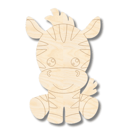 Unfinished Wood Etched Zebra Shape | Paint By Line Crafts 14" / 1/4"