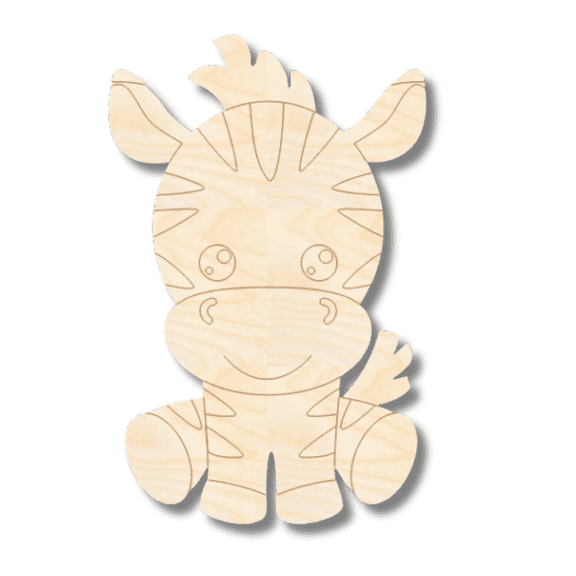 Unfinished Wood Etched Zebra Shape | Paint By Line Crafts 18" / 1/8"